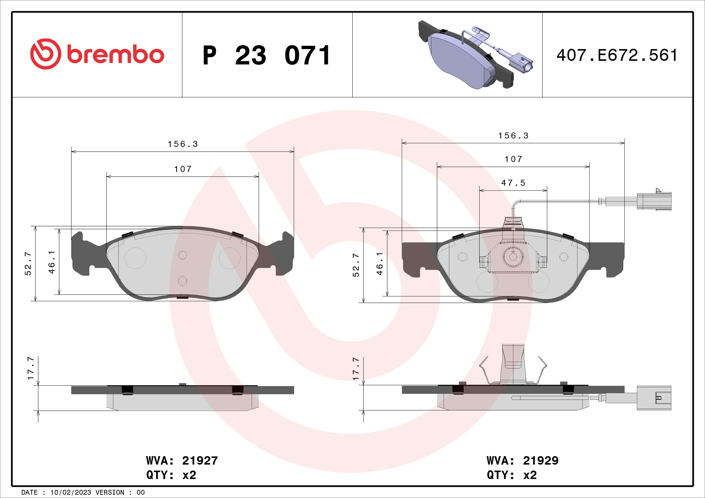 A.B.S. P 23 071 BREMBO Bremsbelagsatz, Scheibenbremse